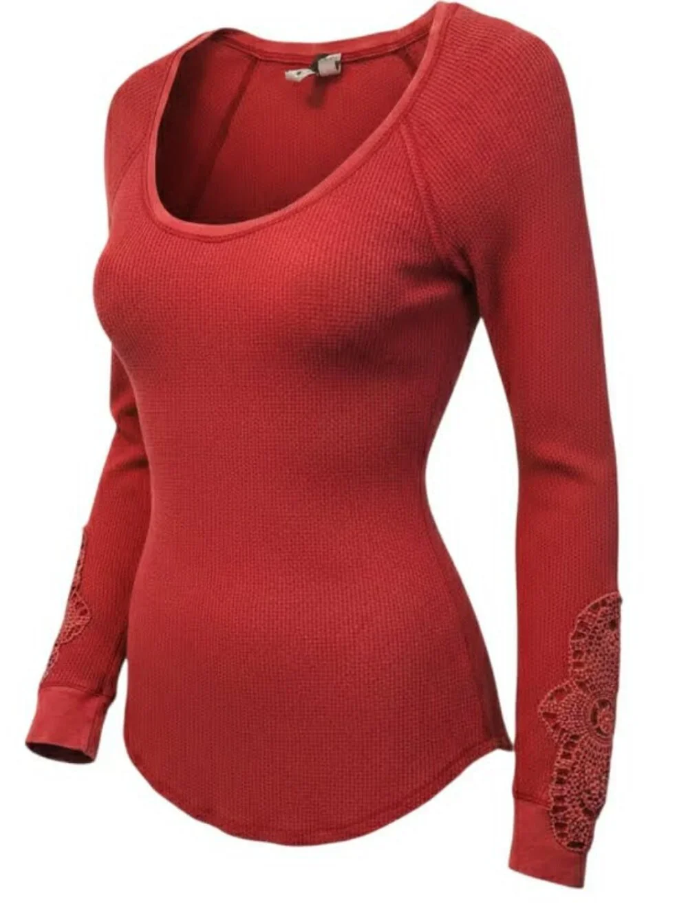 Free People We the Free Synergy Cuff Thermal Top Washed Red/Coral Size L